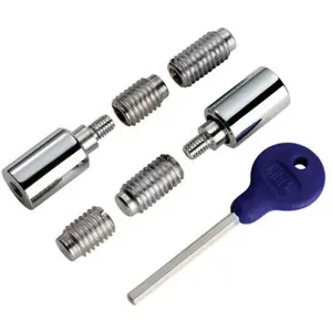 Sash Window Stop Lock Set with Key 25 x 16mm Window Restrictor Chrome