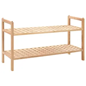 Berkfield Shoe Rack Solid Walnut Wood 69x26x40 cm