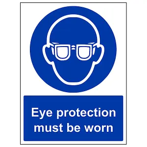 Eye Protection Must Be Worn PPE Sign - Rigid Plastic - 300x400mm (x3)