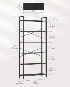 VASAGLE Tall Bookshelf, Shelving Unit, 6-Tier Bookcase, Free-Standing Shelf Unit, Shelving Rack, Ebony Black and Ink Black