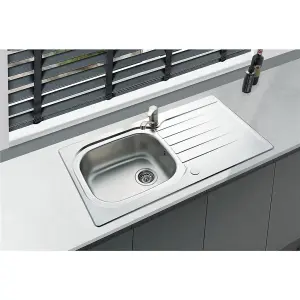 Liquida LSS100 1.0 Bowl Reversible Inset Stainless Steel Kitchen Sink With Waste