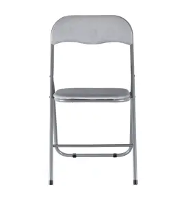 URBNLIVING 79cm Height 6 Pcs Folding Lightweight Portable Metal Frame Light Grey Velvet Chair Set