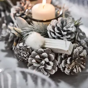 Morning Frost Four Table Centrepiece Christmas Decoration Candle Holder Tealight Holders