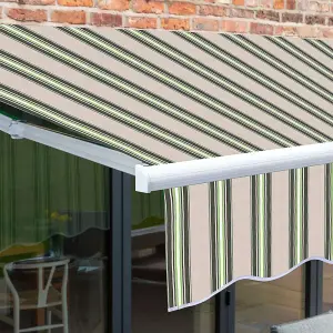 Primrose Awnings 3.5m x 2.5m Retractable Electric Multistripe Awning Outdoor Patio Canopy