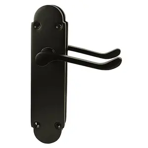 Z775 Black Door Handles, Shaped Scroll Latch, 168mm x 42mm - Handlestore