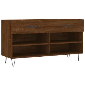 Berkfield Shoe Bench Brown Oak 102x35x55 cm Engineered Wood