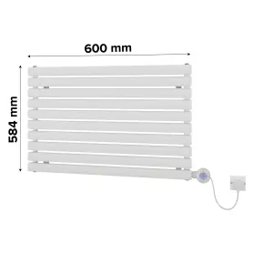 Ximax Champion FORHE1164600W White Electric & gas Horizontal Designer 2048BTU Radiator, (W)600mm x (H)584mm