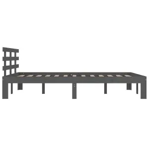 Berkfield Bed Frame Grey Solid Wood 135x190 cm Double