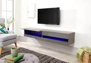 GFW Galicia 180cm Wall TV Unit with LED Grey