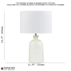 Classic Opal White Glass Table Lamp with White Linen Fabric Drum Lampshade