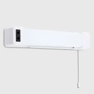 ValueLights Horizon Modern Gloss White 5W LED Bathroom Wall Light with Shaver Socket and Pull Switch