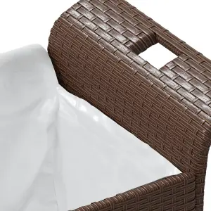 Berkfield Garden Bench with Cushion Brown 116x46x57 cm Poly Rattan