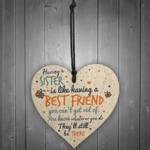 Red Ocean Sister Best FRIEND Gifts Wooden Heart Christmas Friendship Thank You Gift Birthday Plaque Keepsake