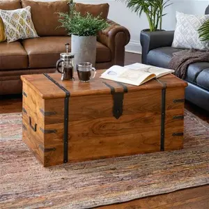 Balic Solid Wood Trunk Coffee Table With Storage Three Posts