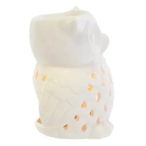 Ceramic White Owl Oil Burner H11 x W9 cm