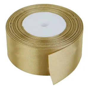 40mm Gold Double Sided Satin Polyester Ribbon Roll, 25 metres