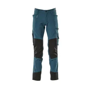 Mascot Advanced Stretch Trousers with Kneepad Pockets - Dark Petroleum   (38.5) (Leg Length - Long)