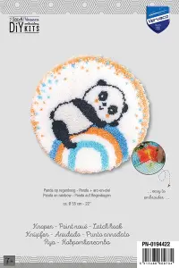 L/HK RUG PANDA R/BOW - Latch Hook Kit: Rug: Shaped: Panda on Rainbow - Vervaco