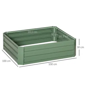 Outsunny Set of 2 Raised Garden Bed Galvanised Planter Box Easy Setup Green