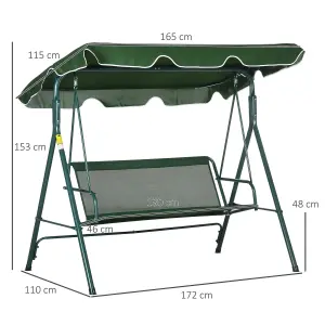 Outsunny Outdoor 3-person Porch Swing Chair with Adjustable Canopy Green