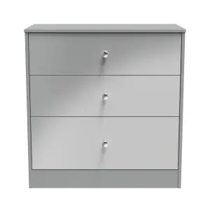 Taunton 3 Drawer Deep Chest in Uniform Grey Gloss & Dusk Grey (Ready Assembled)