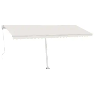 Berkfield Manual Retractable Awning with LED 500x350 cm Cream