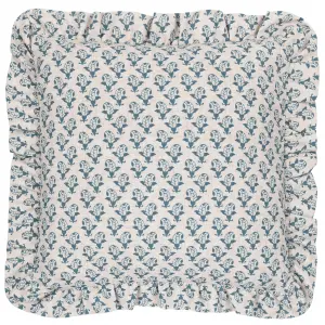 furn. Lulah Block Printed Ruffle Feather Filled Cushion, 45 x 45cm