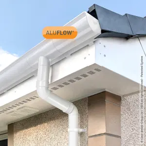 Aluflow White Half round Gutter length (L)3m