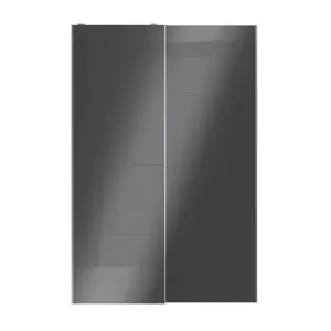 Atomia Panelled Anthracite High gloss 2 door Sliding Wardrobe Door kit (H)2250mm (W)1500mm