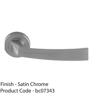 Premium Geometric Slim Door Handle Set - Satin Chrome Designer Lever Round Rose