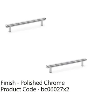 2 PACK - Knurled T Bar Pull Handle - Polished Chrome - 160mm Centres Premium Drawer Door