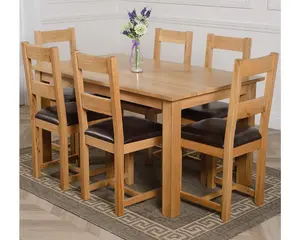 Oslo 150 x 90 cm Medium Oak Dining Table and 6 Chairs Dining Set with Lincoln Chairs