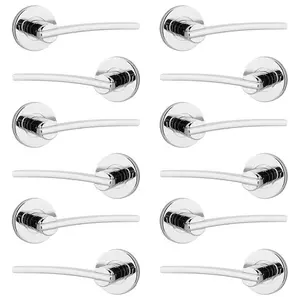 URBNLIVING 112mm Length 12 Pcs Hampstead Metal & Polished Nickel Lever Latch Door Handles Set