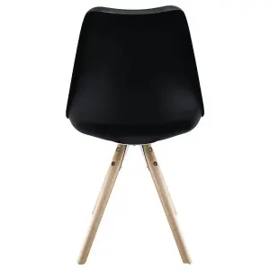 Soho Black Plastic Dining Chair with Pyramid Light Wood Legs