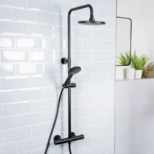 Bristan Divine Matt Black Wall-mounted Thermostatic Mixer Multi head shower