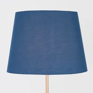 ValueLights Modern Copper Metal Standard Floor Lamp With Navy Blue Tapered Shade - Includes 6w LED Bulb 3000K Warm White