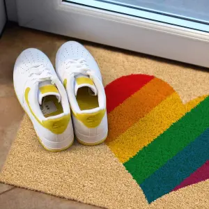 Rainbow Heart Shaped Novelty Doormat Unique Coir Front Doormats