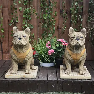 Pair of Life Size French Bulldog Statues