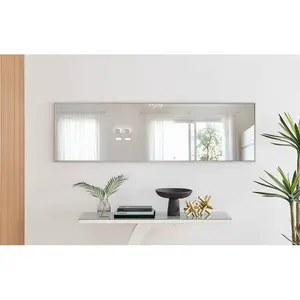 Alcantera Rectangle Metal Frame Wall Mirror Simple and Elegant Modern Design Silver / 170cm H x 50cm W