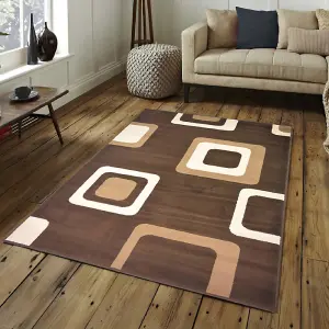 Brown Boxed Pattern Rug - Texas