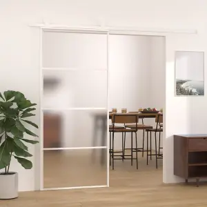 Berkfield Sliding Door Frosted ESG Glass and Aluminium 90x205 cm White