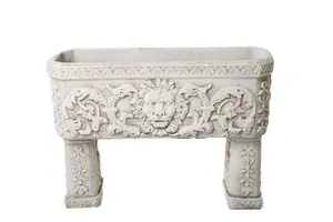 Pair of Lion design Stone Troughs on legs