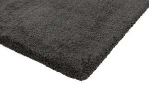 Charcoal Shaggy Modern Plain Easy to clean Rug for Dining Room Bed Room and Living Room-160cm X 230cm