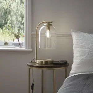 GoodHome Thestias Brushed Brass effect Table light