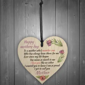 Red Ocean Happy Mothers Day Wooden Hanging Heart Sign Mothers Day Presents Mum Gifts