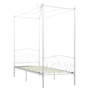 Berkfield Canopy Bed Frame White Metal 100x200 cm