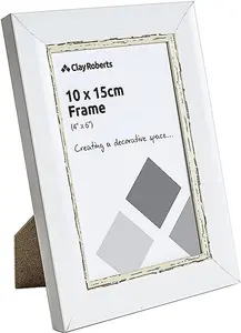 Clay Roberts Photo Picture Frames 6 x 4, White Vintage, Pack of 3, Freestanding and Wall Mountable, 10 x 15 cm, 6x4 Picture Frame