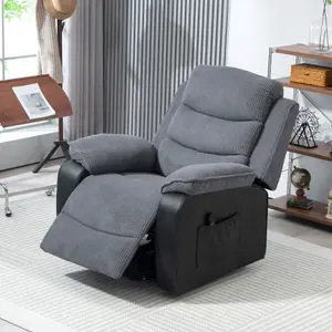 Power Lift Recliner Chair with Remote Control and 2 Side Pockets, Dark Grey