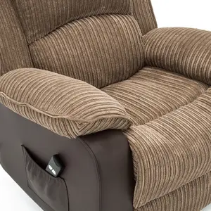 Postana Single Motor Electric Rise Recliner Jumbo Cord Fabric Armchair Electric Lift Riser Chair (Brown)