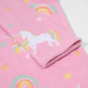 Unicorn Fleece Blanket with Sleeves Rainbow Wearable Supersoft Cosy Warm Throw